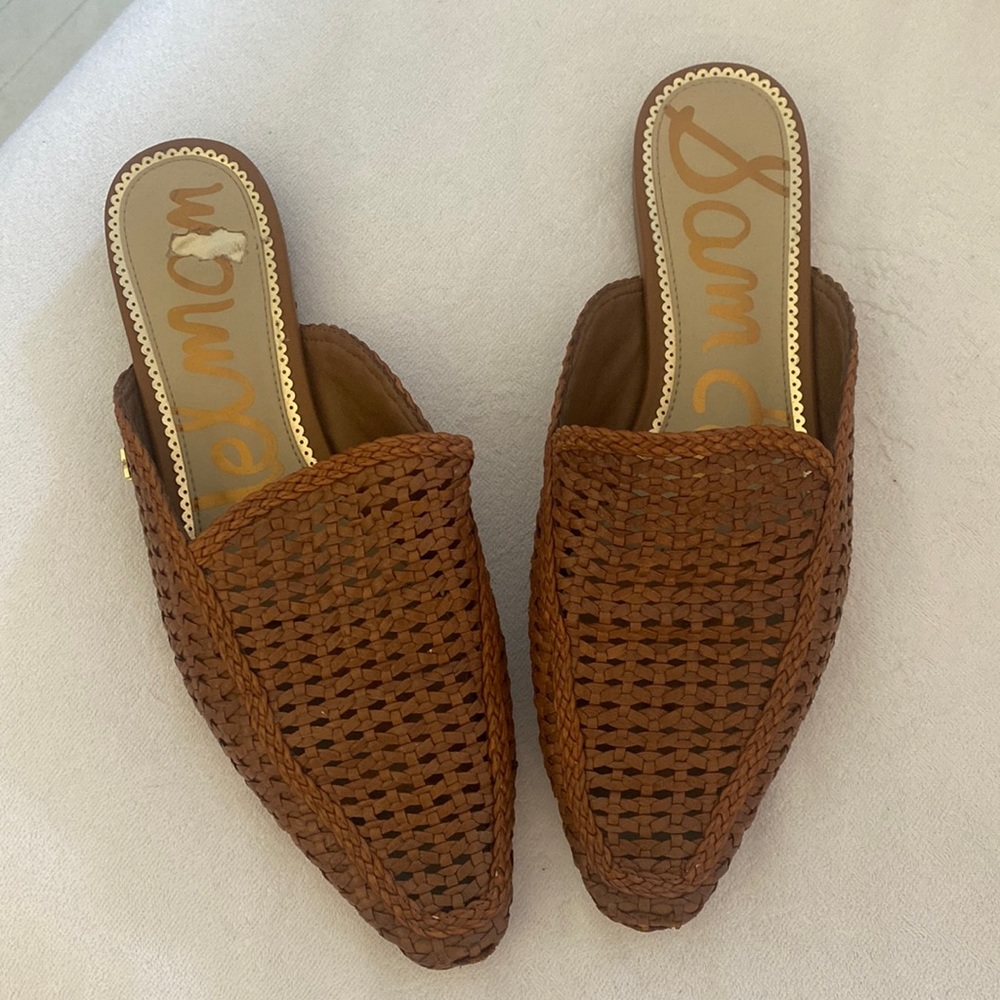 SAM EDELMAN woven slip on mules